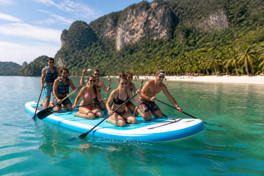 découvrez les meilleurs spots pour vous initier au paddle géant en groupe et profiter d'une expérience conviviale et sportive sur l'eau.