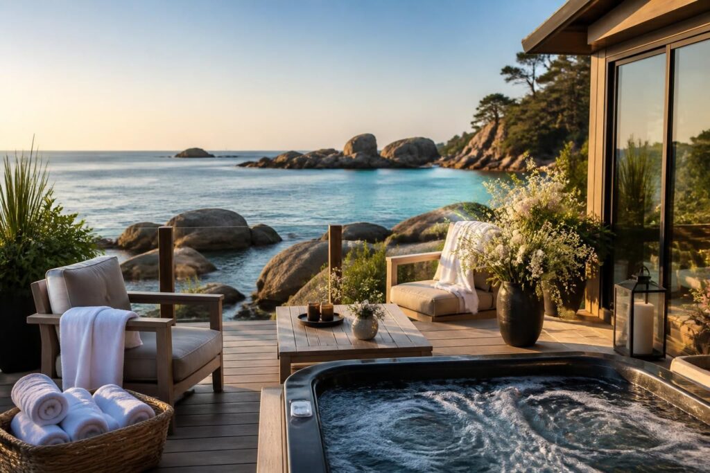 découvrez agapa perros guirec spa, un havre de détente et de bien-être avec vue imprenable sur la mer bretonne. profitez de soins relaxants dans un cadre exceptionnel pour une escapade ressourçante.