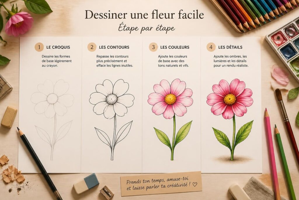 découvrez un guide étape par étape pour dessiner une fleur facile, idéal pour les débutants créatifs souhaitant apprendre rapidement et simplement.