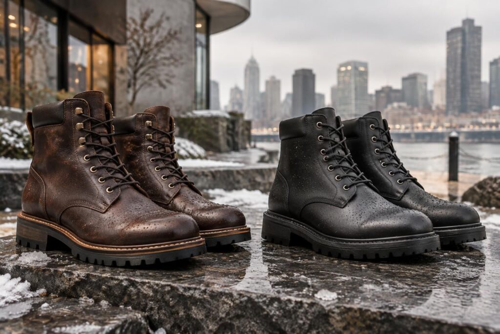 découvrez les chaussures d’hiver pour homme : modèles en cuir imperméables, confortables et tendance pour affronter la saison 2025 avec style.