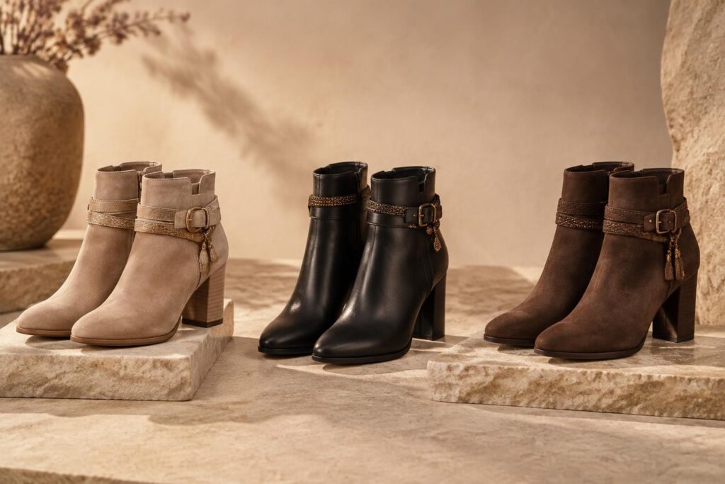 découvrez les bottines alma en pena en beige, noir et marron : des modèles élégants pour compléter vos tenues au quotidien.
